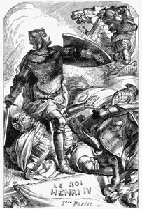 Jindřich IV. (Henry IV) – Ilustrace v „“ Works complete by William Shakespeare““ 1866 – Ilustrace a obecná forma tohoto vydání jsou vypůjčeny z Cassellova ilustrovaného Shakespeara, vydaného v Londýně od English School