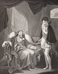 Henry IV kritizující prince Henryho, z „Galerie historických portrétů“, publikované kolem roku 1880 od English School