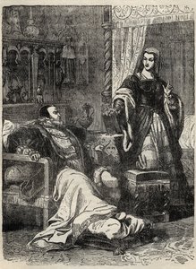 Henry VIII a královna Catherine Parr (1512-1548) - rytina z „“Historie Anglie“ od Cassella Pettera & Galpina od English School