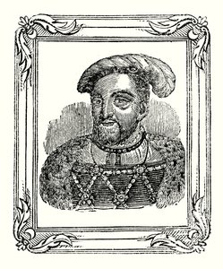 Jindřich VIII. se narodil v roce 1490, korunován byl v roce 1509, zemřel v roce 1547 (rytina) od English School