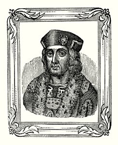 Jindřich VII se narodil v roce 1457, korunován v roce 1485 a zemřel v roce 1509 (rytina) od English School