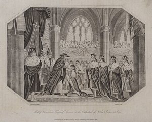 Jindřich VI. korunoval francouzského krále v katedrále Notre Dame v Paříži v roce 1431 od English School