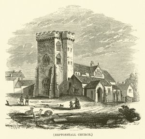 Kostel v Heptonstallu (rytina) od English School