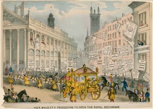 Její Veličenstvo postupuje k otevření Royal Exchange v Londýně od English School