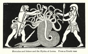 Herkules a Iolaos a hydra z Lerny (litho) od English School