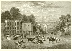 Highgate Archway Gate and Tavern v roce 1825 od English School