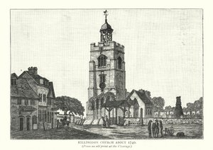 Kostel v Hillingdonu kolem roku 1740 (rytina) od English School