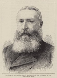 Jeho Veličenstvo Leopold II., král Belgičanů a panovník Svobodného státu Kongo (rytina) od English School