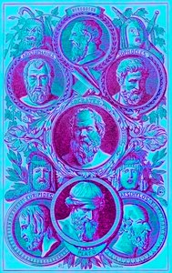 Historici, filozofové a dramatici starověkého Řecka, ilustrace z Ilustrované historie světa, publikované kolem roku 1880 (digitálně upravený obrázek) od English School