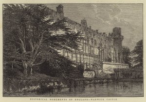 Historické památky Anglie, hrad Warwick (rytina) od English School