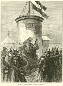 Vztyčení německého standardu na Valerien, březen 1871 od English School