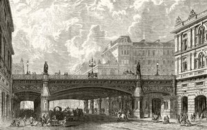 Viadukt Holborn, z knihy "Obrázky Londýna: Richarda Lovetta, vydáno 1890. od English School