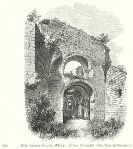 Kostel svatého Anderse, Wisby (rytina) od English School
