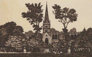 Kostel Nejsvětější Trojice, Stratford on Avon (litografie) od English School