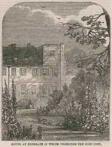 Dům v Highgate v Londýně, ve kterém zemřel básník Samuel Coleridge od English School