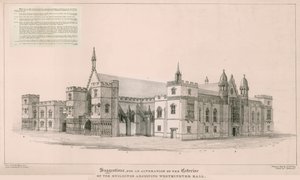 Sněmovny Parlamentu: Návrhy na úpravu exteriéru budov přiléhajících k Westminster Hall od English School