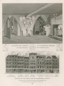 Domy na severní straně Leadenhall Street, postavené na místě domů zničených rozsáhlým požárem v roce 1765. od English School