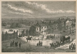 Hyde Park Corner v roce 1750 od English School