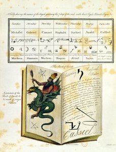 Ilustrovaná stránka z Knihy kouzel The Magus od Francise Barretta, 1801 (barevná rytina) od English School