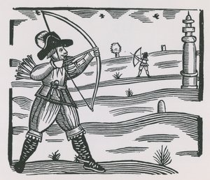 Ilustrace zobrazující lukostřelbu od English School