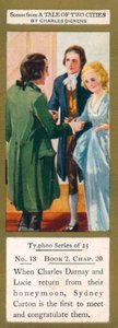 Ilustrace k Příběhu dvou měst od Charlese Dickense (barevná litografie) od English School