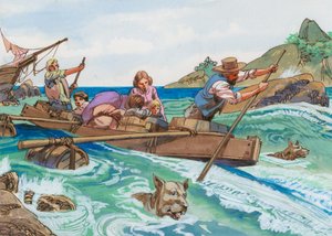 Ilustrace pro švýcarskou rodinu Robinsonů od English School