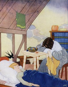 Ilustrace k Šťastnému princi od Oscara Wildea (barevná litografie) od English School
