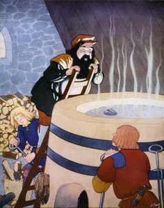 Ilustrace k Šťastnému princi od Oscara Wildea (barevná litografie) od English School