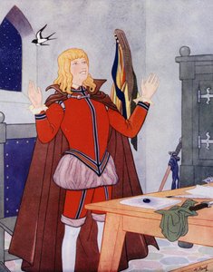 Ilustrace k Šťastnému princi od Oscara Wildea (barevná litografie) od English School