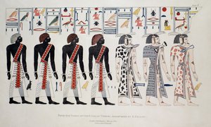Ilustrace z hrobek králů v Thébách, objevený G. Belzoni, tisk vydán 1820 od English School