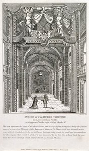 Uvnitř divadla Dukes, Londýn, vyryto Richardem Sawyerem, 1820 od English School