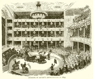 Interiér amfiteátru Astleys v roce 1843 od English School