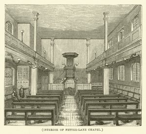 Interiér kaple Fetter-Lane (rytina) od English School
