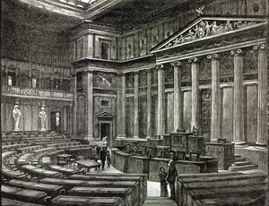 Interiér budov parlamentu, Vídeň, z „Hodiny volného času“, 1891 od English School