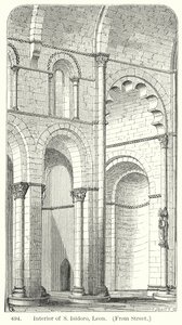 Interiér kostela S Isidoro, León (rytina) od English School