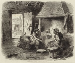 Interiér hliněné kabiny v Kildare od English School