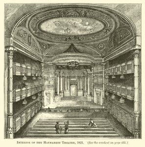 Interiér divadla Haymarket, 1821 od English School