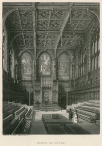 Interiér Sněmovny lordů, Westminster, Londýn od English School