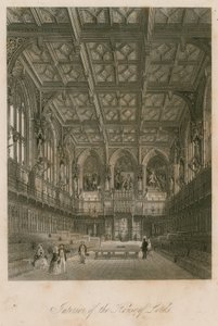 Interiér Sněmovny lordů, Westminster, Londýn od English School