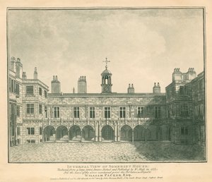 Vnitřní pohled Somerset House, The Strand, London; podle tisku nakresleného W Mossem v roce 1777 od English School