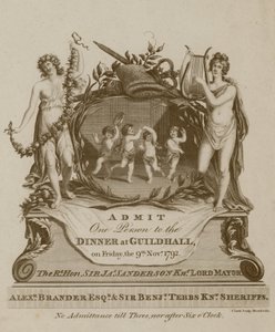Pozvánka na banket v Guildhall v Londýně dne 9. listopadu 1792 od English School