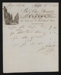 Faktura od Charlese Stewarta, krejčího, St Paul