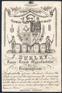 J Burley, výrobce ozdobných štětců, vizitka od English School