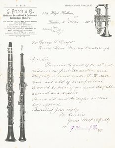 J Francis & Co, výrobci vojenských, dechových a orchestrálních nástrojů od English School