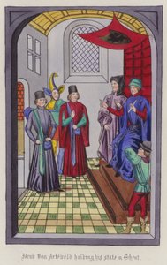 Jacob Von Artaveld držící svůj stát v Gentu (barevná rytina) od English School