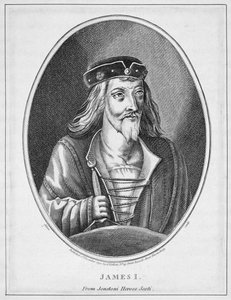 Jakub I. (1394-1437), skotský král, z Johnstones Scottish Heroes, vyryl Adam, publikoval 1794 od English School