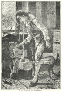 James Watt ve své dílně (rytina) od English School