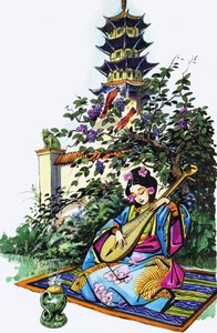 Japonská dívka v zahradě od English School