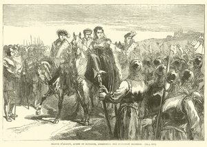 Jeanne d"Albret, královna Navarre, promluva k hugenotským vojákům od English School
