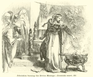 Jehojakim pálí Boží poselství, Jeremiáš, xxxvi, 23 od English School